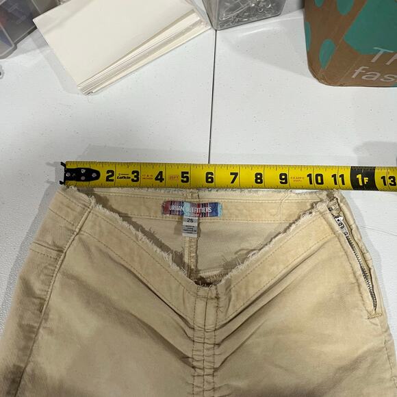 New Urban Outfitters Pants Women's Size 25 Flare Leg Ruched V-Front Pants Ivory - Picture 5 of 7